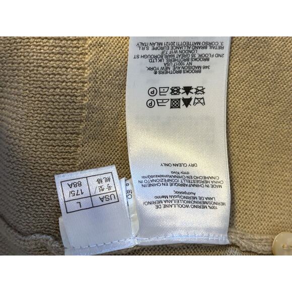 Brooks Brothers Mens Ultra-Fine Merino Crewneck Sweater Tan Large - Picture 5 of 5